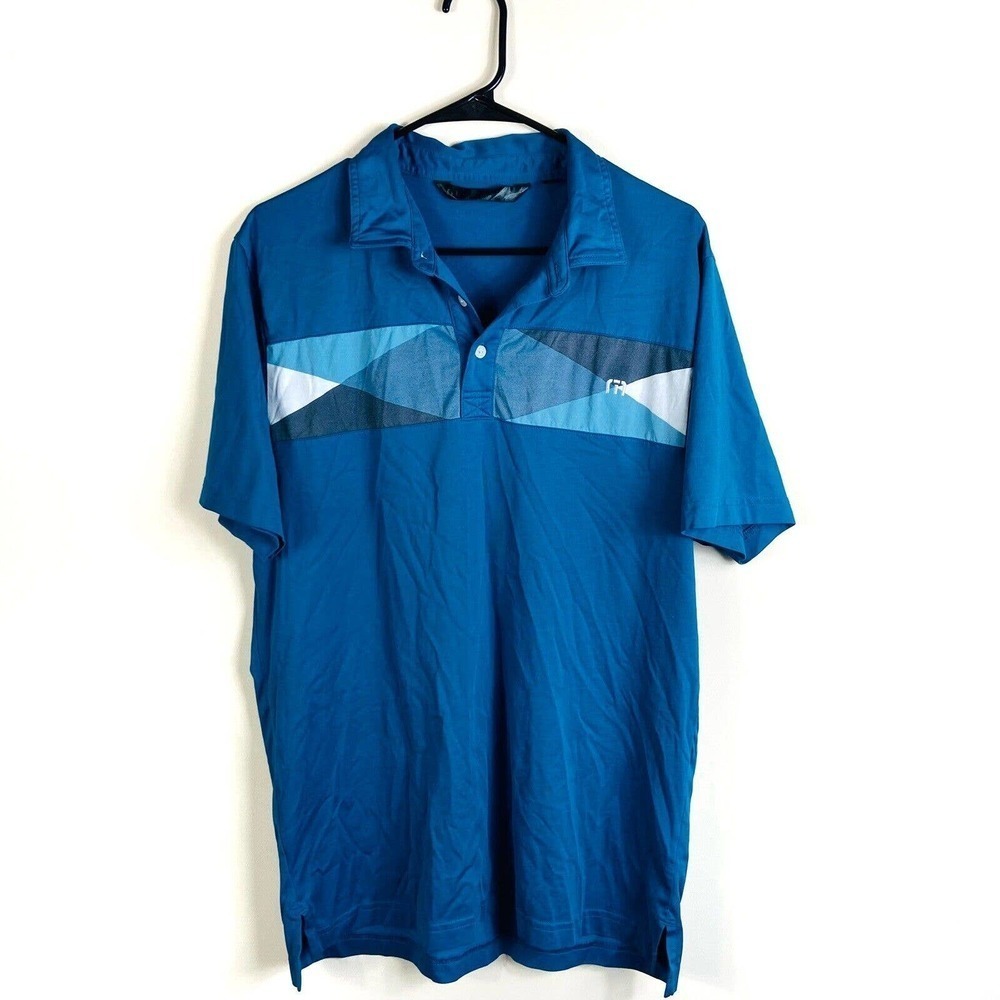 Travis Matthew Large Pima Cotton Blend Short Sleeve Polo Shirt Blue‎ Color Block